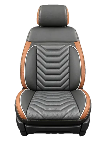 Forro de asiento gris y camel con acolchado en V