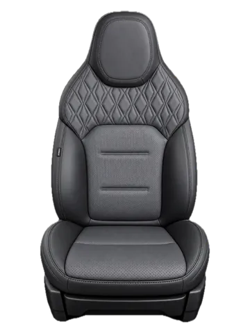Forro de asiento gris y negro con rombos en el respaldo