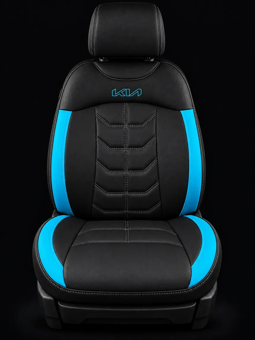 Asiento negro con laterales turquesa